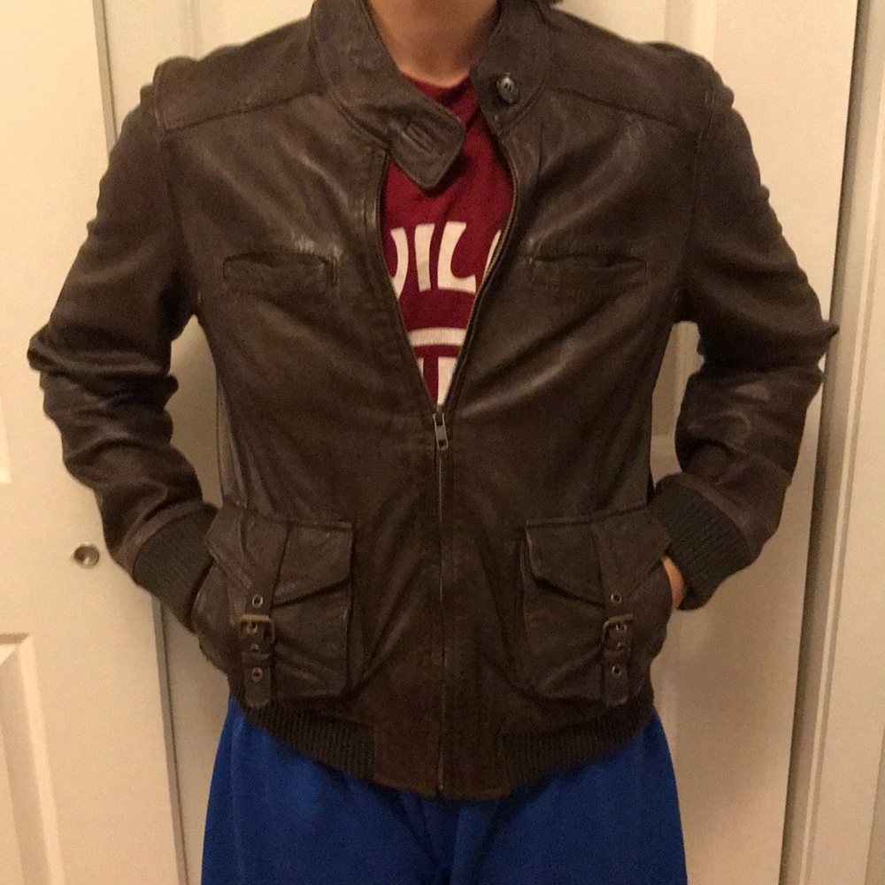 Lucky Brand genuine leather bomber jacket - Picture 5 of 5